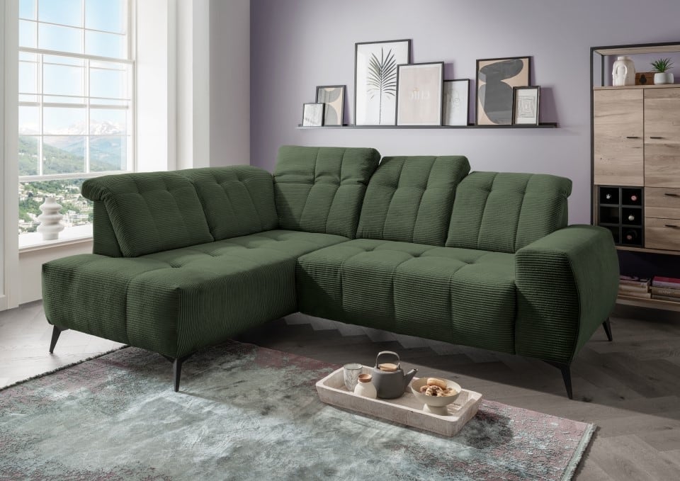 Ecksofa Sano von Benformato – Hochwertiges Breitcord-Sofa mit Elektrofunktion und verstellbaren Kopflehnen