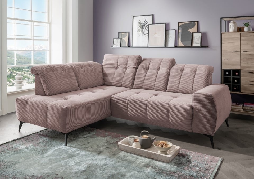 Ecksofa Sano von Benformato – Hochwertiges Breitcord-Sofa mit Elektrofunktion und verstellbaren Kopflehnen