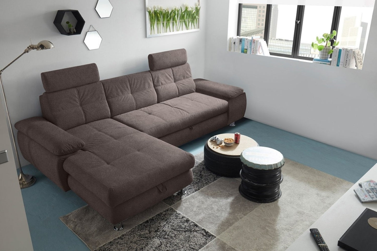 Ecksofa Alba von Ed Exciting Design – Stilvolles Sofa mit Stoff Brego, Schlaffunktion &amp; Bettkasten, beidseitig bestellbar