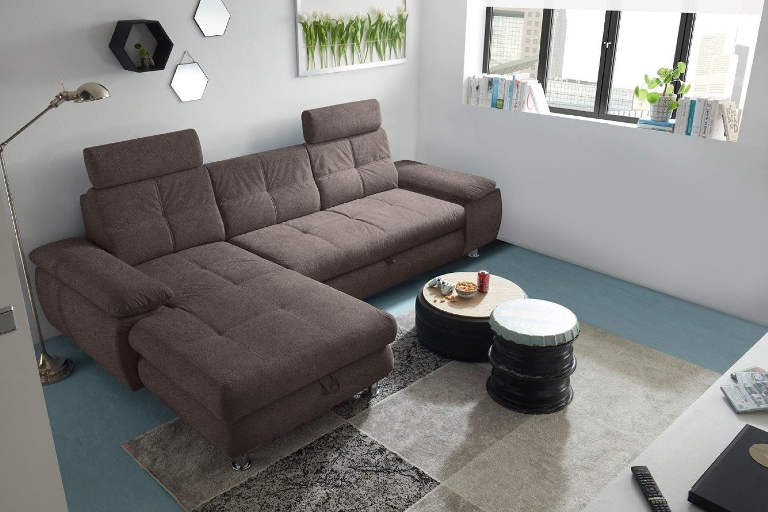 Ecksofa Alba von Ed Exciting Design – Stilvolles Sofa mit Stoff Brego, Schlaffunktion &amp; Bettkasten, beidseitig bestellbar