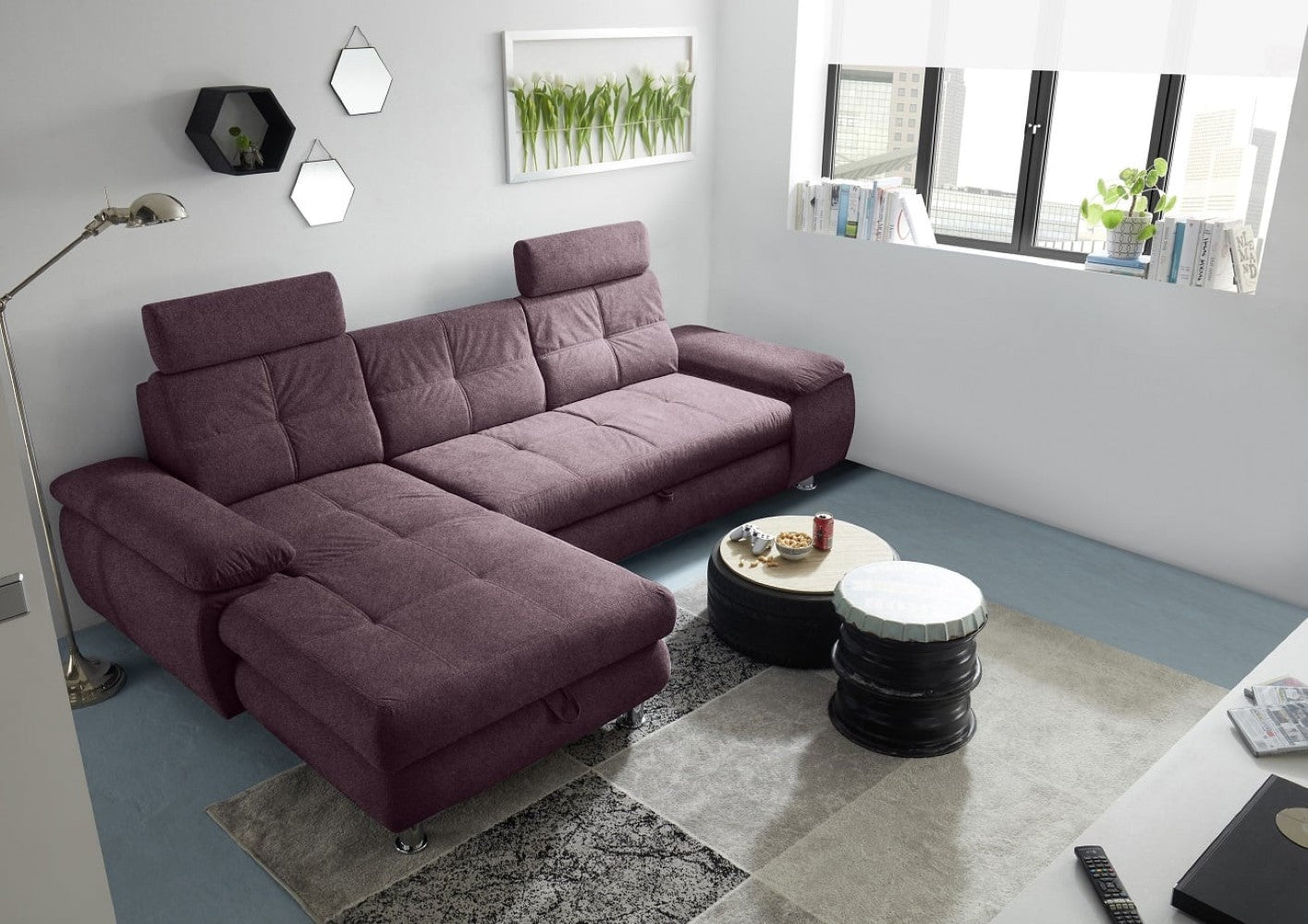 Ecksofa Alba von Ed Exciting Design – Stilvolles Sofa mit Stoff Brego, Schlaffunktion &amp; Bettkasten, beidseitig bestellbar
