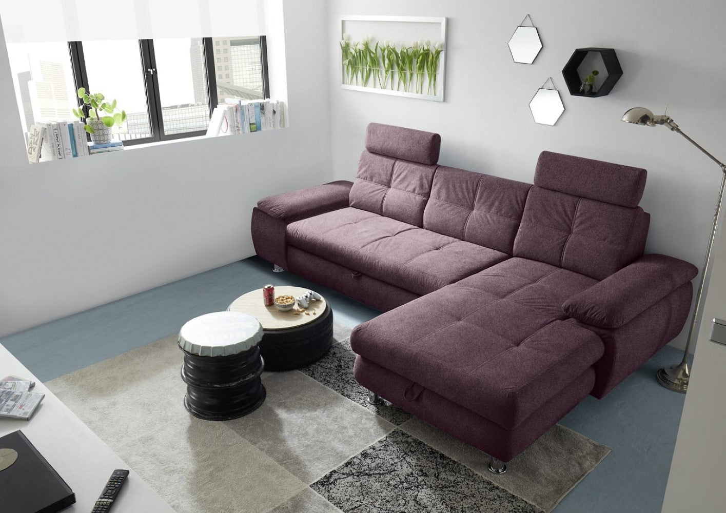 Ecksofa Alba von Ed Exciting Design – Stilvolles Sofa mit Stoff Brego, Schlaffunktion &amp; Bettkasten, beidseitig bestellbar