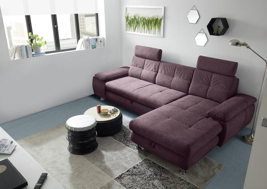Ecksofa Alba von Ed Exciting Design – Stilvolles Sofa mit Stoff Brego, Schlaffunktion &amp; Bettkasten, beidseitig bestellbar