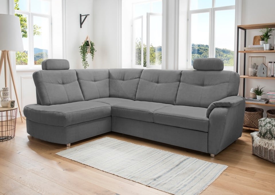 Stylisches Ecksofa Edna von Benformato mit Schlaffunktion und Bettkasten - Verschiedene Farben erhältlich