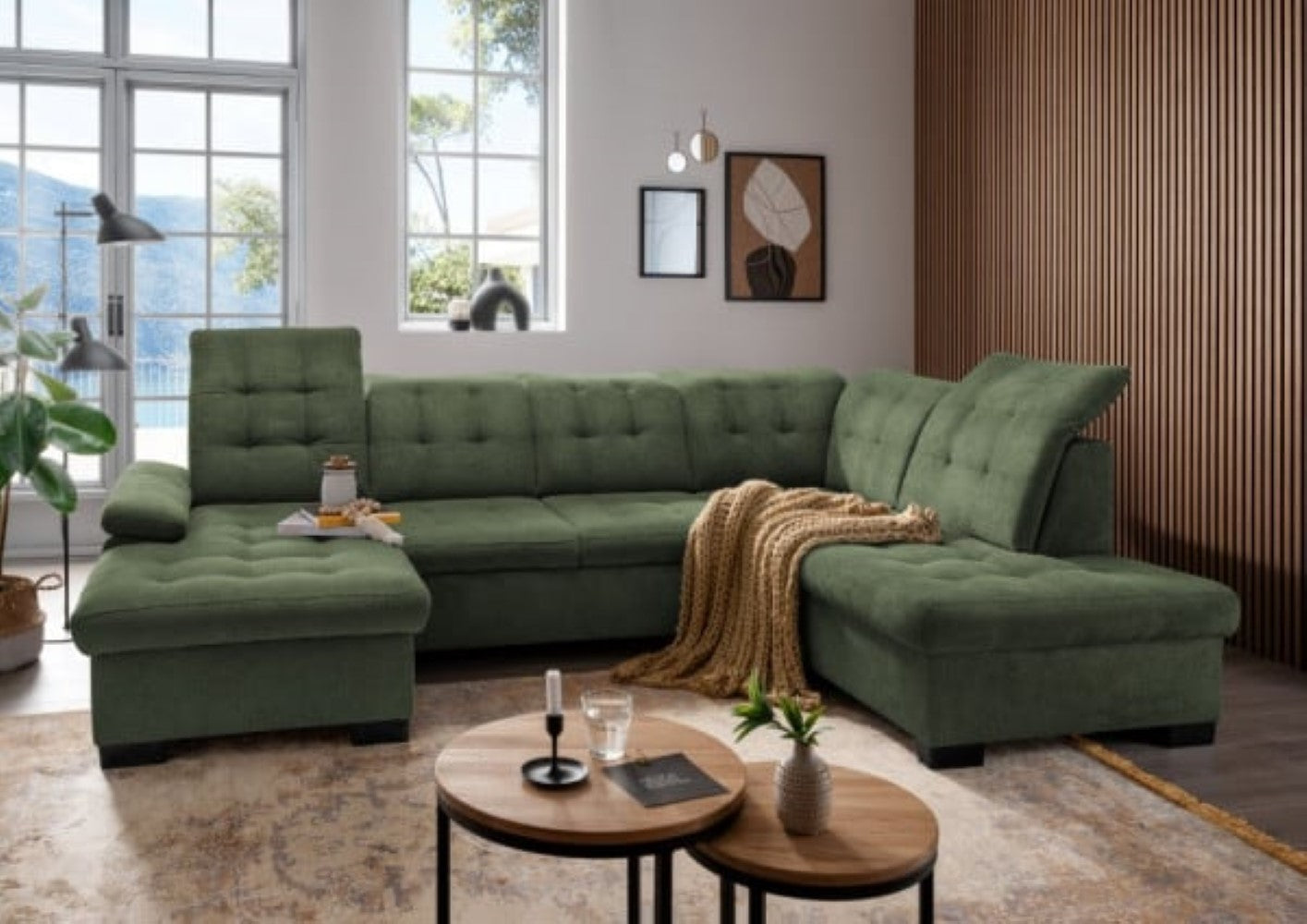 Gemütliche Wohnlandschaft Attentione von Benformato mit Schlaffunktion und Bettkasten