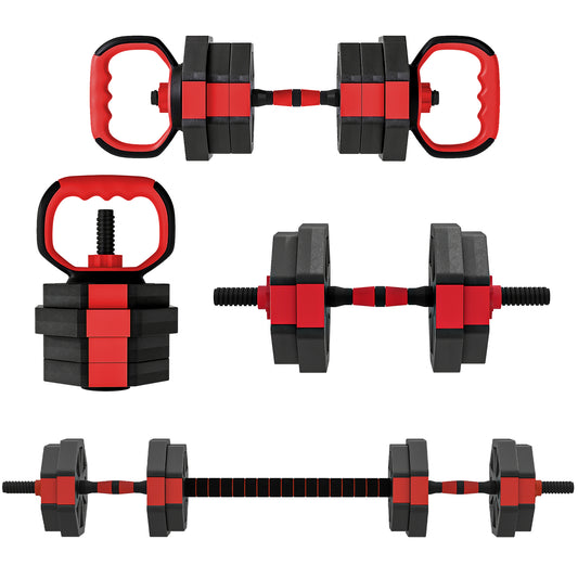 SPORTNOW 4-in-1 Hantelset Kurzhantel Set Kurzhanteln Langhanteln verstellbar 15 KG Hanteln Set Dumbbell mit Verbindungsrohr Sternverschlüsse Kurzhantelset für Krafttraining Zuhause   Aosom