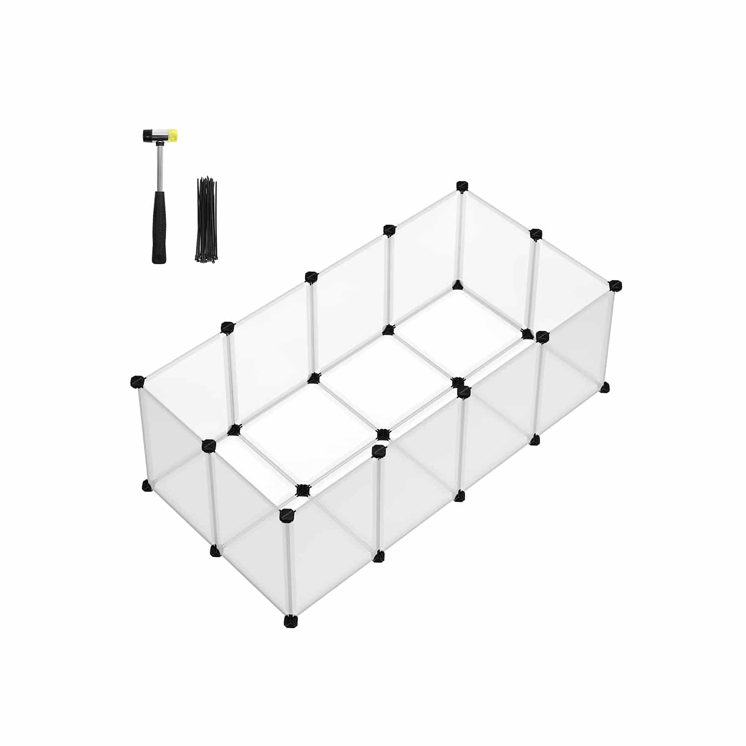 Freigehege mit Bodenplatten aus Kunststoff weiß