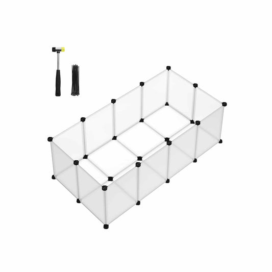 Freigehege mit Bodenplatten aus Kunststoff weiß