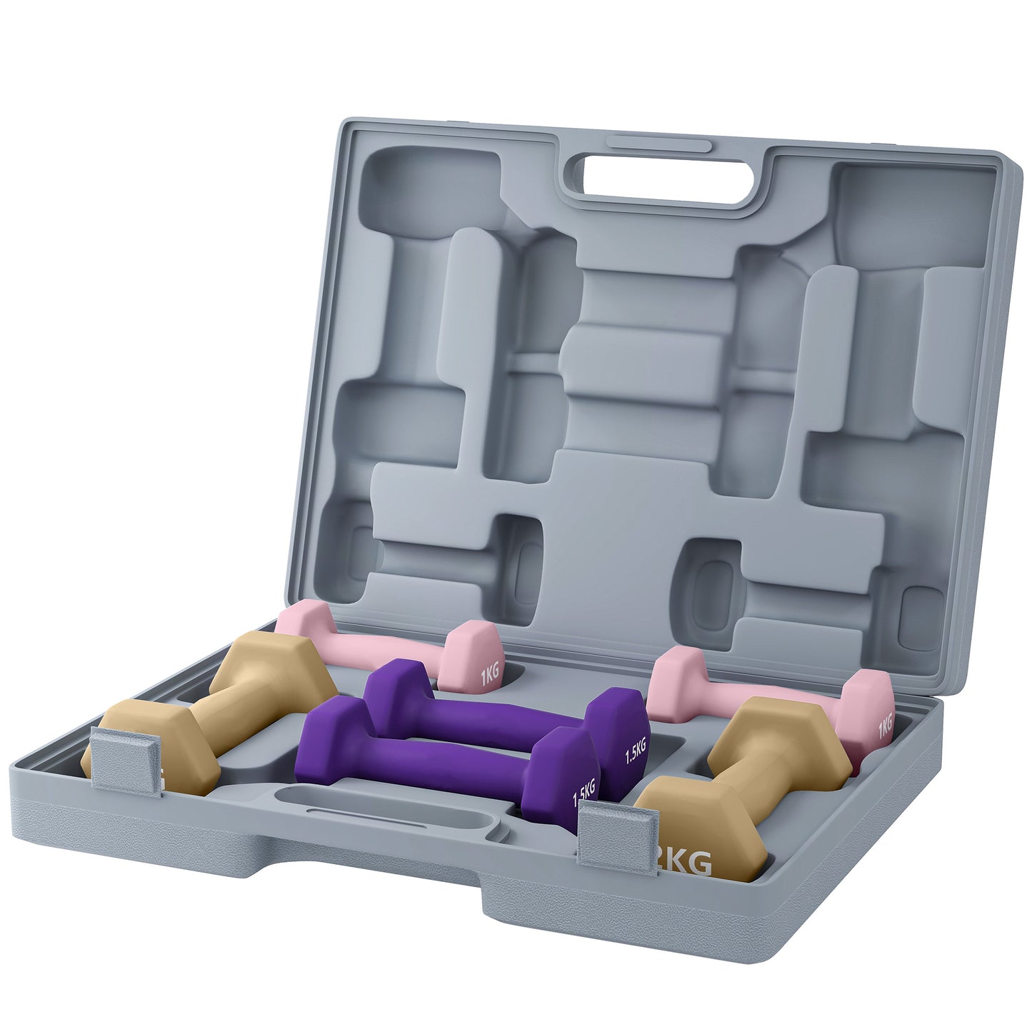 SPORTNOW Hantelset, 6er Set Hanteln mit Gewichten, Kurzhantelset aus Stahl, 1kg, 1,5kg, 2kg Kurzhanteln für Männer und Frauen, Dumbbell Set für Zuhause, Fitnessstudio, Krafttraining   Aosom