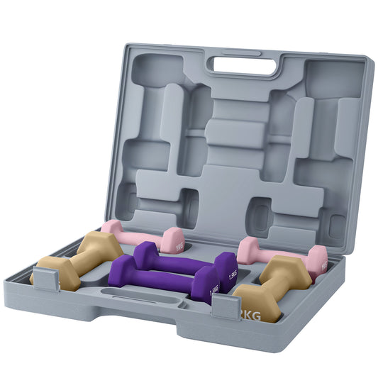 SPORTNOW Hantelset, 6er Set Hanteln mit Gewichten, Kurzhantelset aus Stahl, 1kg, 1,5kg, 2kg Kurzhanteln für Männer und Frauen, Dumbbell Set für Zuhause, Fitnessstudio, Krafttraining   Aosom