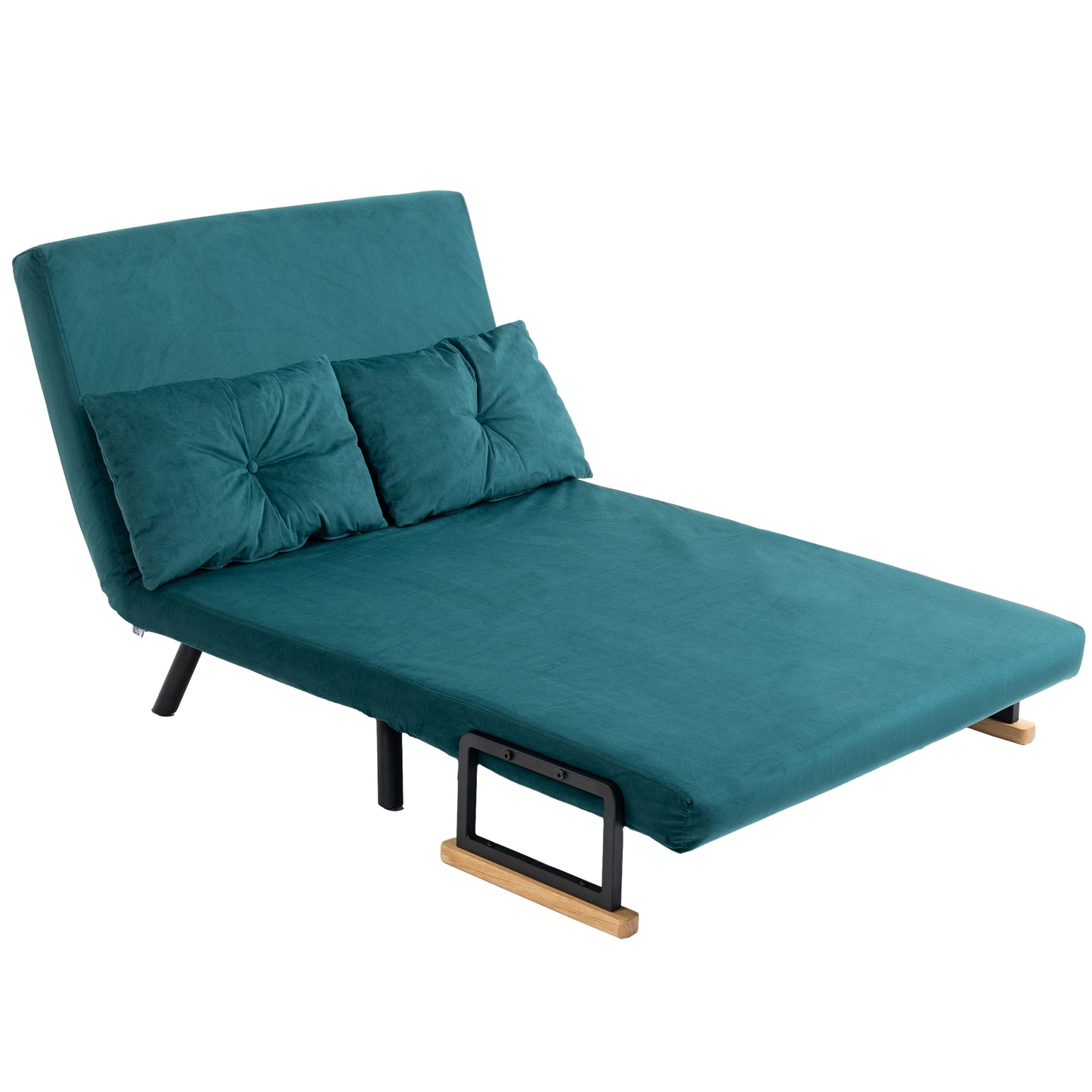 HOMCOM Schlafsofa 2-Sitzer Schlafcouch klappbar mit 5-stufig verstellbarer Rückenlehne und 2 gepolsterten Kissen, Samtstoff für Wohnzimmer, Gästezimmer, 102 x 73 x 81 cm, Dunkelblau   Aosom