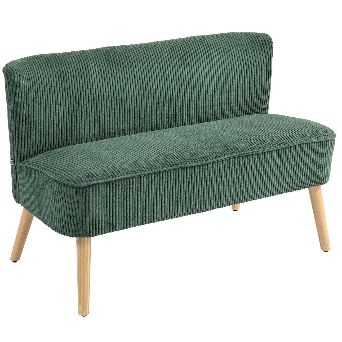 HOMCOM 2 Sitzer Sofa, Couch mit Kordoptik, Holzbeine, Gepolsterter Polstersofa, Doppelsofa für Wohnzimmer, Schlafzimmer, 117 x 56.5 x 77 cm, Grün   Aosom