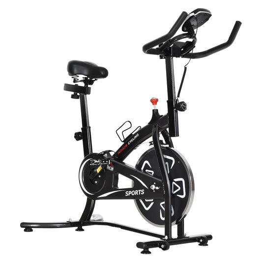 HOMCOM Heimfahrrad Fitnessfahrrad Indoor-Fahrrad mit LCD-Multifunktionsdisplay Heimtrainer verstellbarer Sitz und Lenker Stahl Schwarz   Aosom