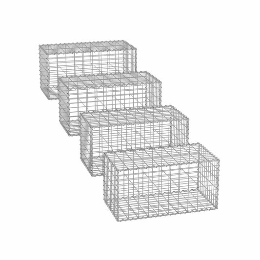 Gabionenkörbe 100 x 30 x 30 cm 4er Set silber