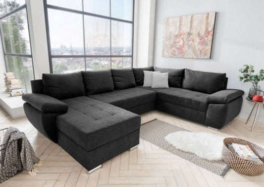 Benformato Wohnlandschaft Terana mit Schlaffunktion &amp; Bettkasten - Mikrofaser - in vier verschiedenen Farben