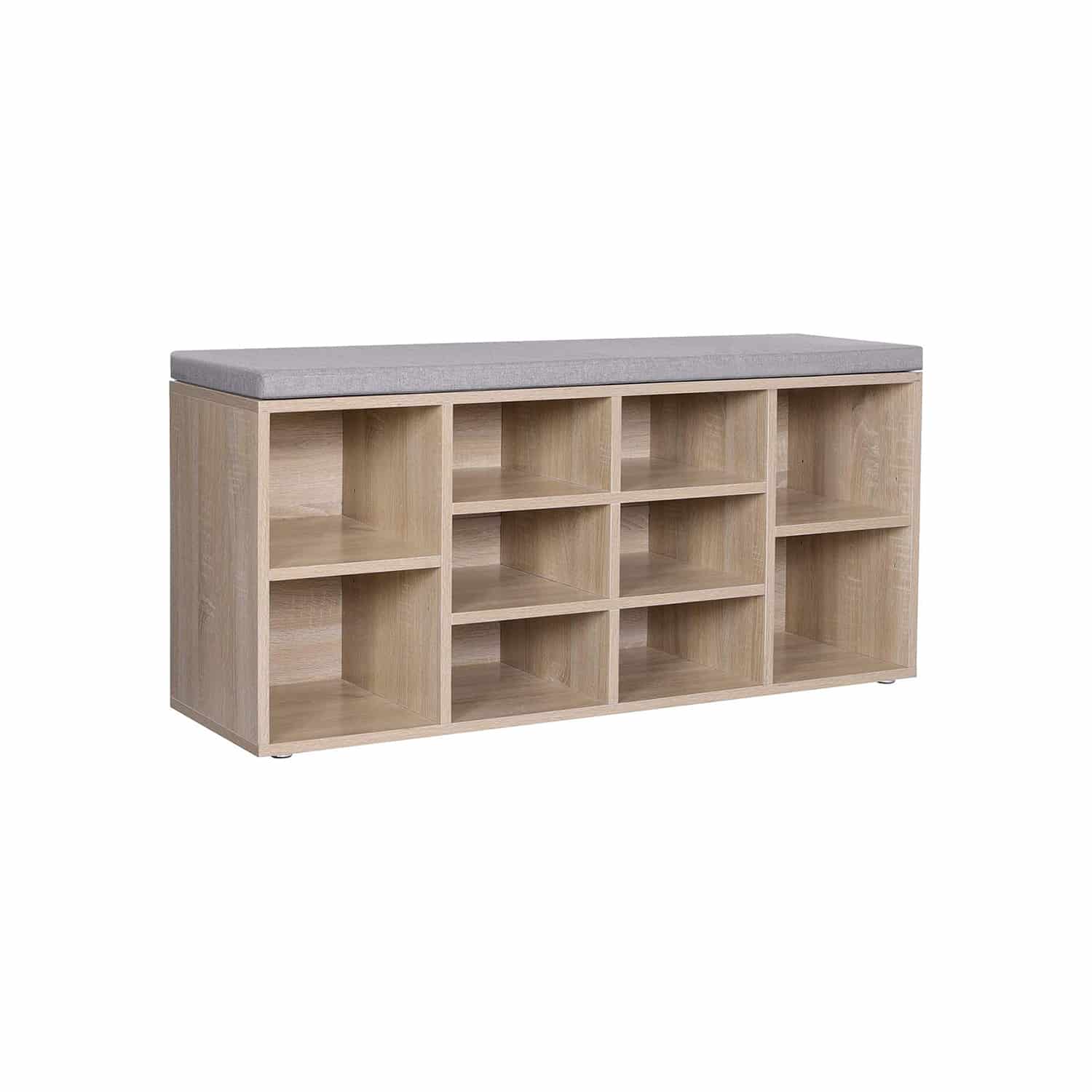 Gepolsterte Schuhbank Naturfarben-Grau