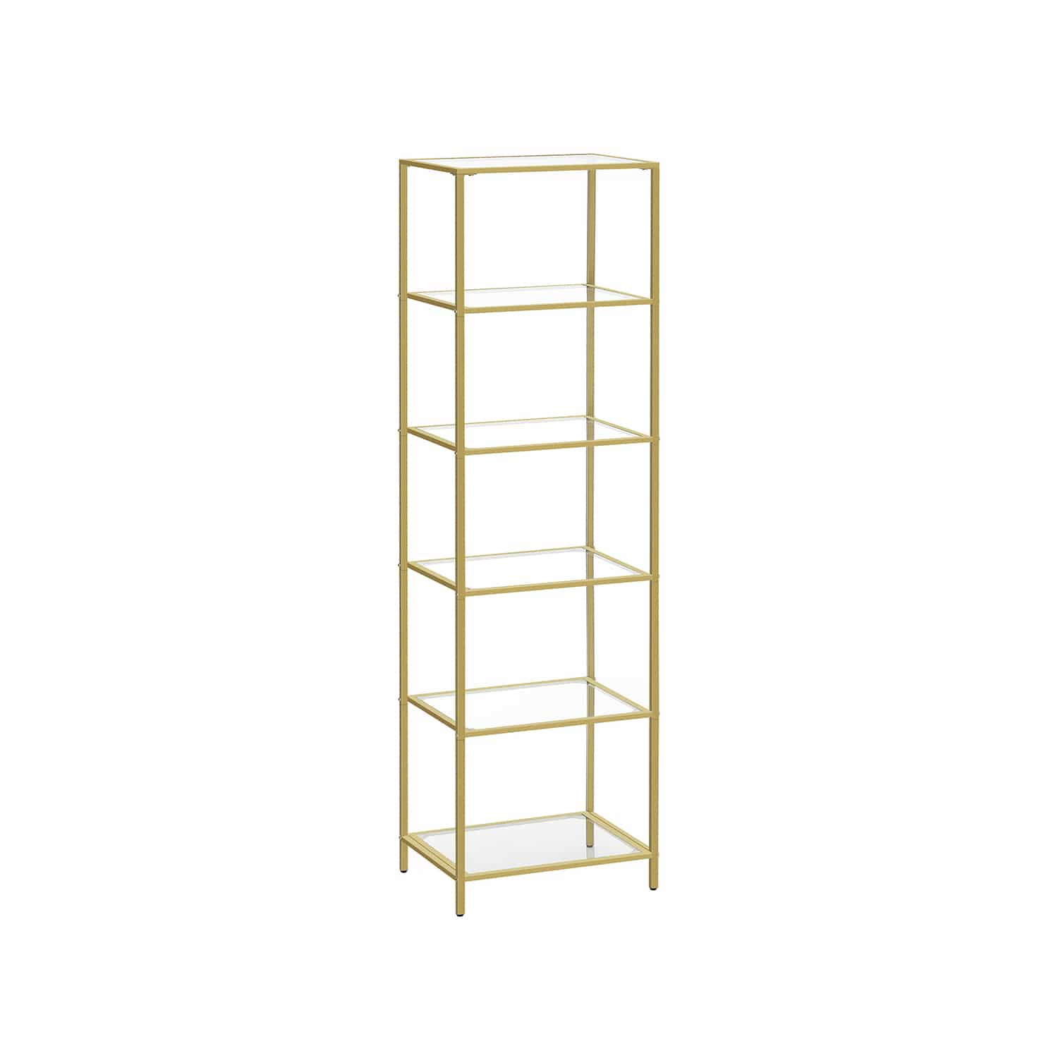 Glasregal mit 6 Ablagen goldfarben
