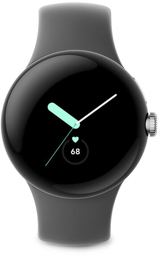 Google Pixel Watch (LTE) - 41mm in Polished Silver mit Sportarmband in Hazel