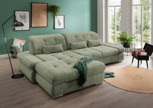 Multifunktionales Ecksofa Dalida mit Schlaffunktion, Sitztiefenverstellung und verstellbaren Kopfteilen von Benformato