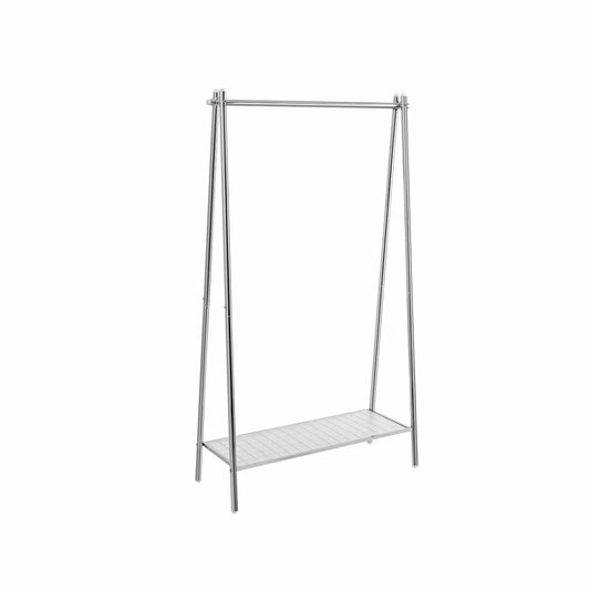 Kleiderständer aus Stahl mit Ablage silbern