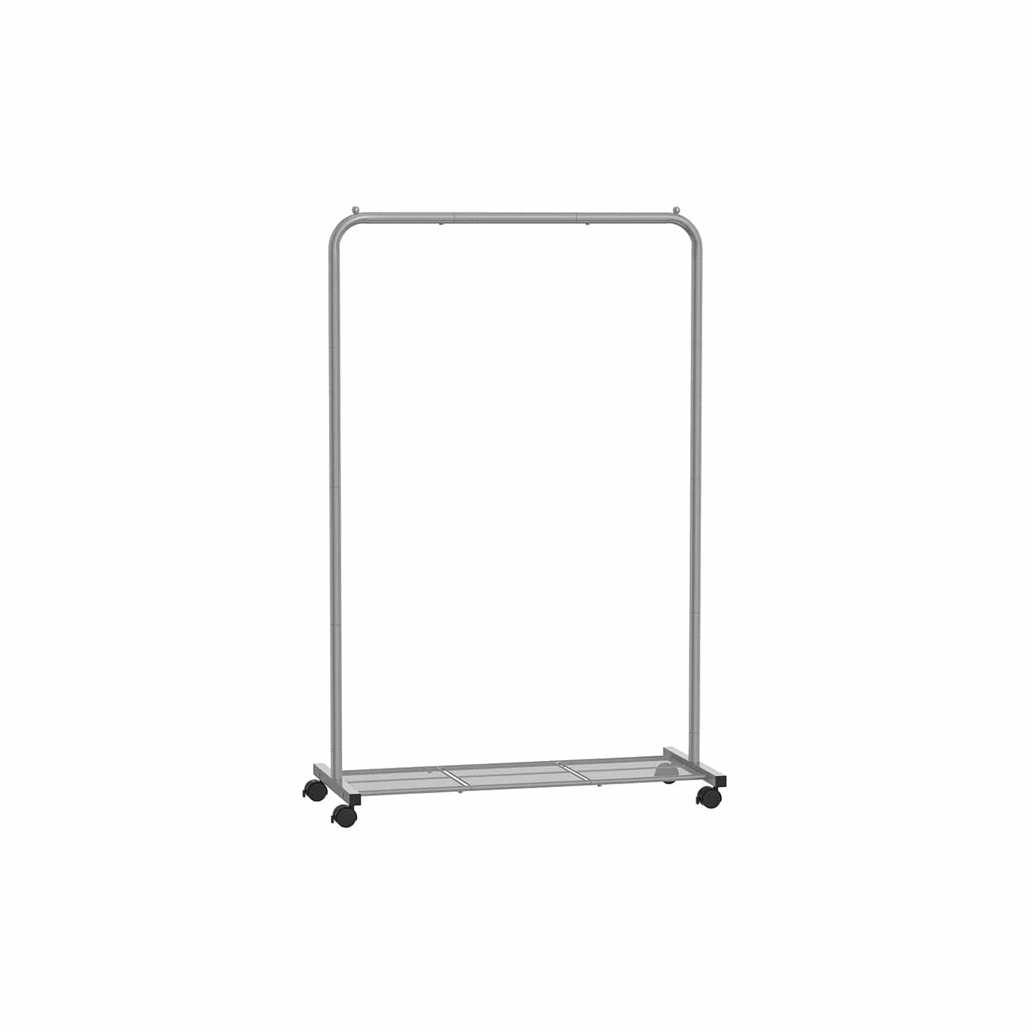 Kleiderstange auf Rollen mit Ablage