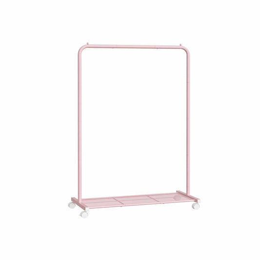 Kleiderständer 91 cm breit auf Rollen pastellrosa