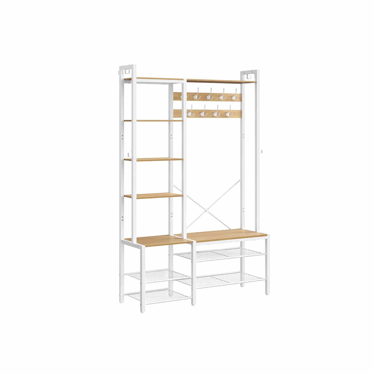 Garderobenständer mit Schuhbank goldeichenfarben-wolkenweiß