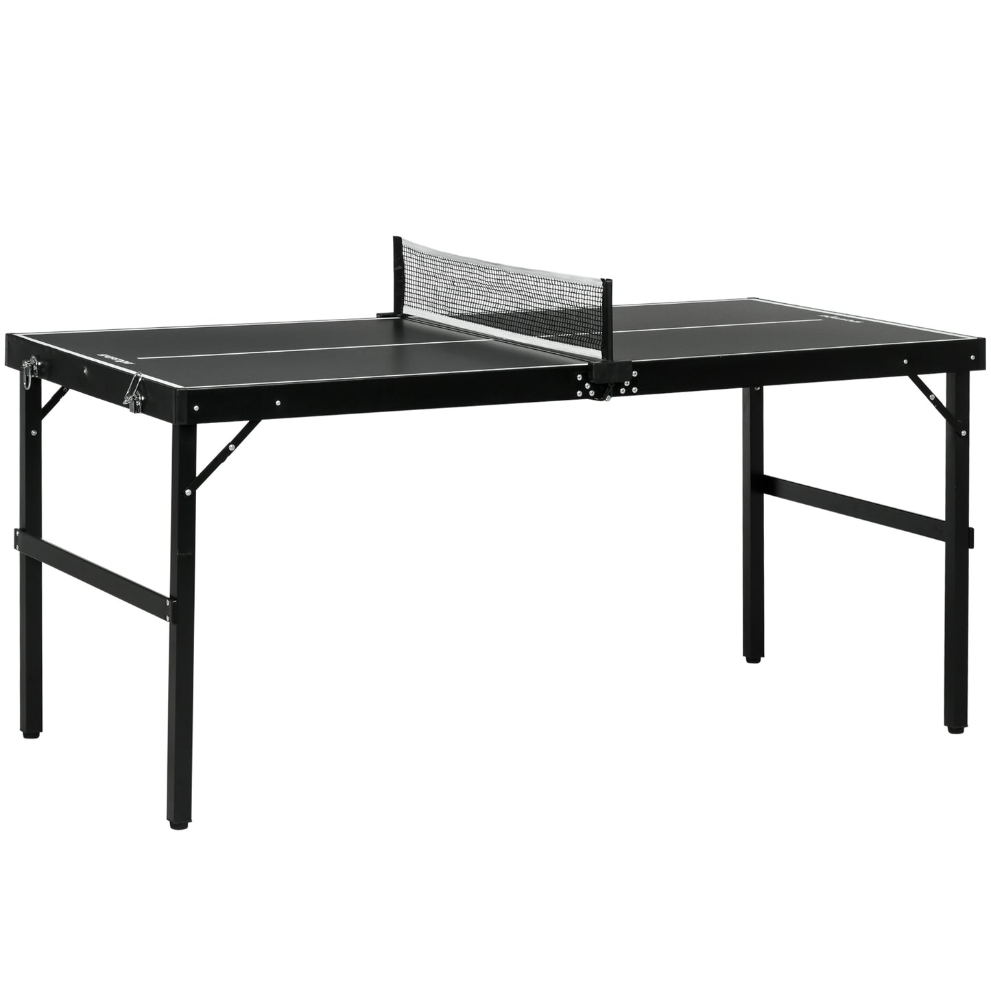 SPORTNOW Mini Tischtennistisch faltbar, Innen-Tischtennistisch mit Netz, Bällen, Griff, für drinnen und draußen 152 x 76 x 72 cm, schwarz   Aosom