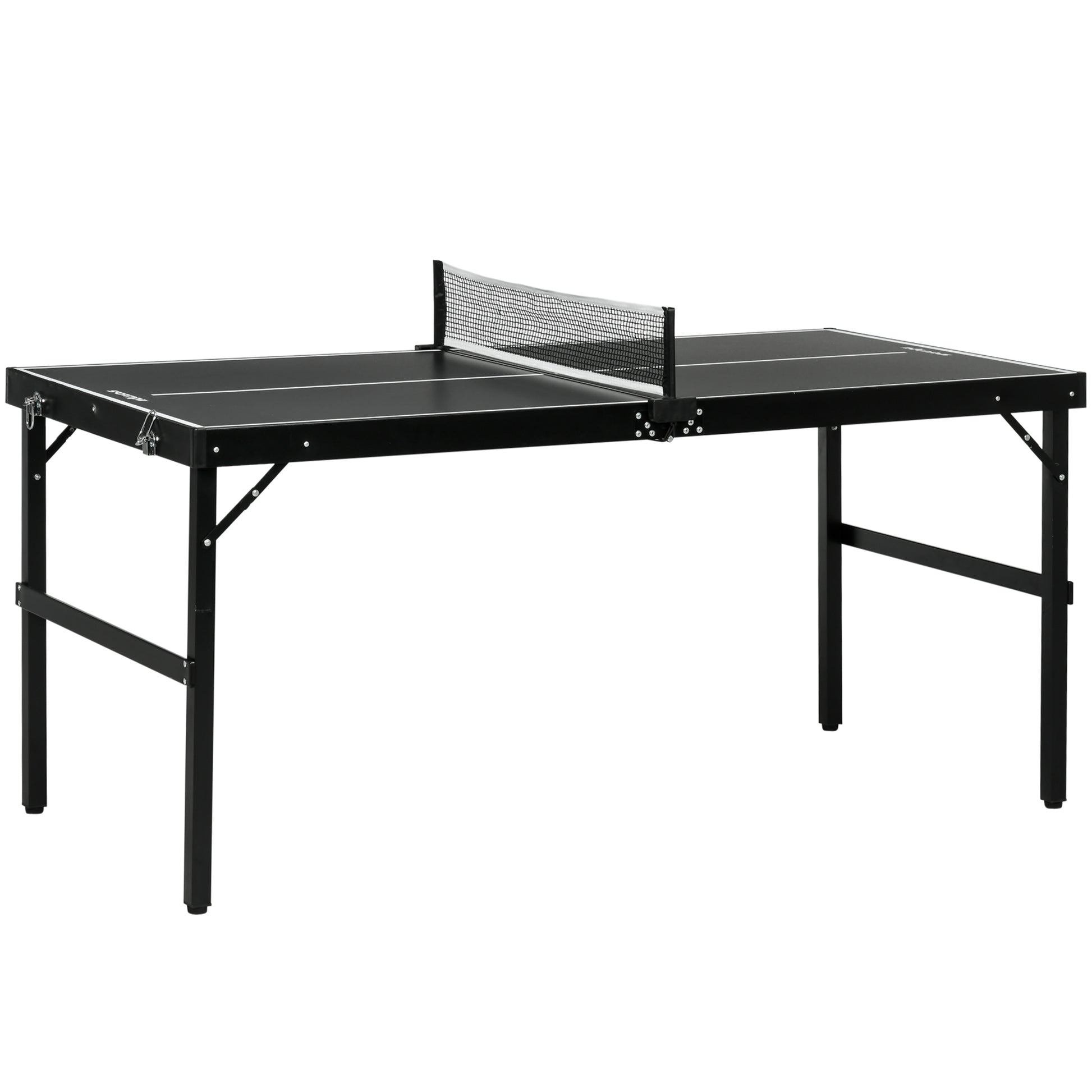 SPORTNOW Mini Tischtennistisch faltbar, Innen-Tischtennistisch mit Netz, Bällen, Griff, für drinnen und draußen 152 x 76 x 72 cm, schwarz   Aosom