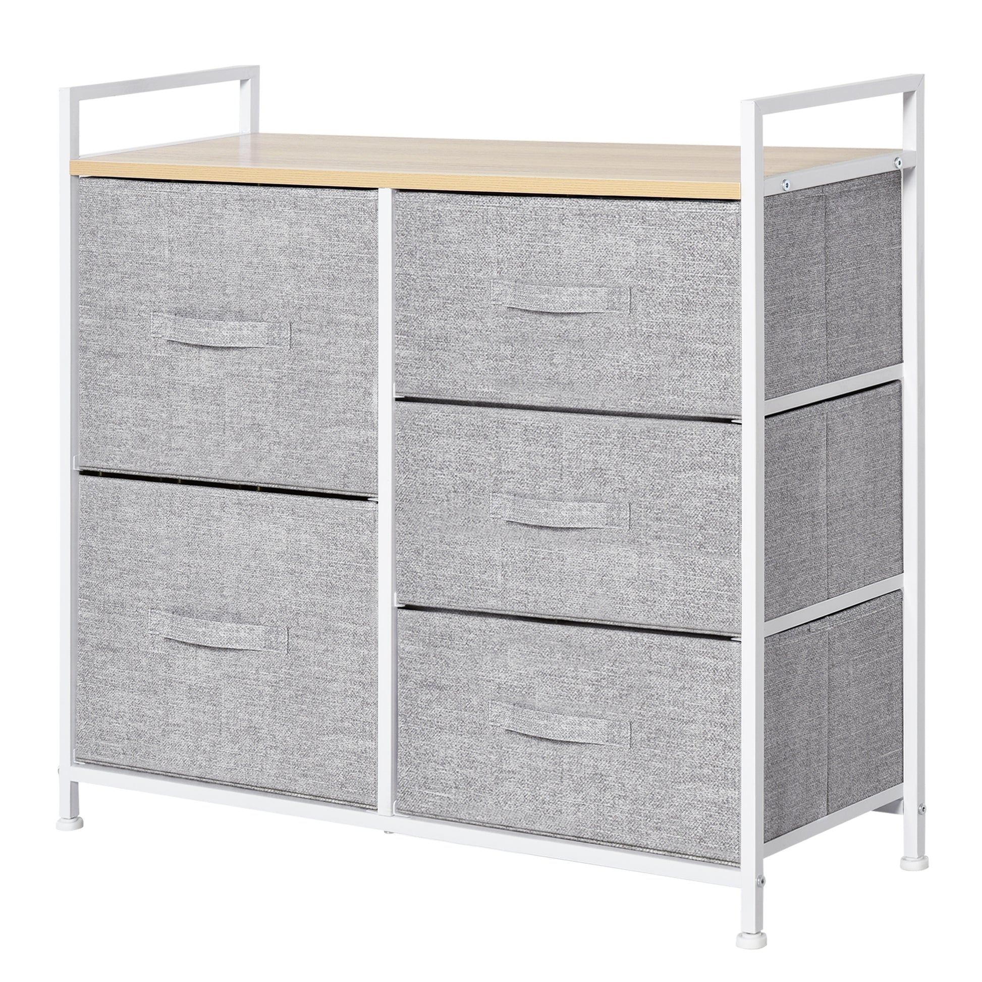 HOMCOM Schubladenschrank Aufbewahrungsschrank mit 5 Stoffschubladen, Grau, Stoff Holz Metallrahmen, 83x29x77cm, ideal für Schlafzimmer & Wohnzimmer   Aosom.de