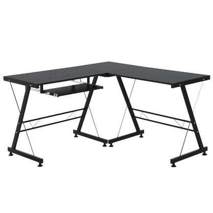 HOMCOM Computertisch flexibler Schreibtisch Arbeitsstation MDF Stahl Schwarz 210x50x73,5cm ideal für Home Office & Gaming   Aosom.de