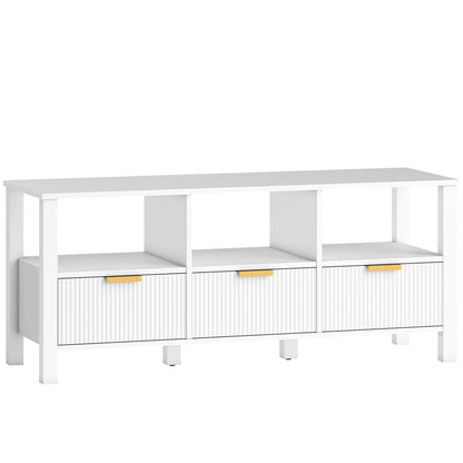 HOMCOM Modernes TV-Möbel, TV-Möbel für Wohnzimmer mit 3 Schubladen und 3 offenen Fächern, für Fernseher 109,2–139,7 cm, 120x39,5x50 cm, Weiß   Aosom