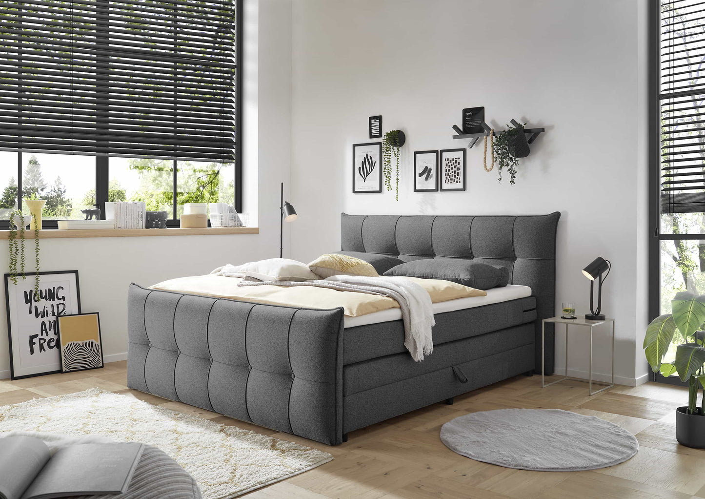 Boxspringbett Manchester von ED Exciting Design: Drei edle Farben, integrierte Bettkästen &amp; flexible Größen