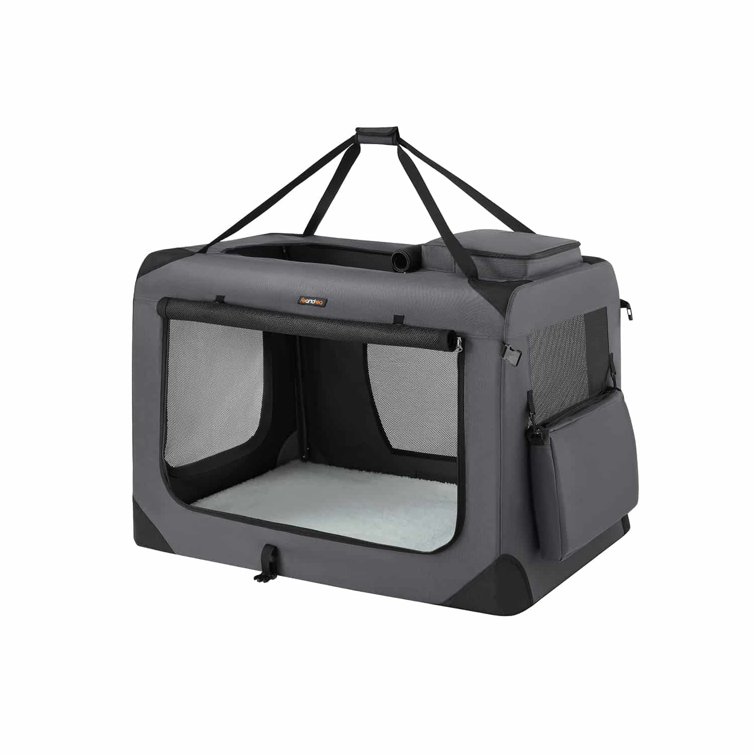 Hundebox faltbar Metallrahmen mit Griffen grau