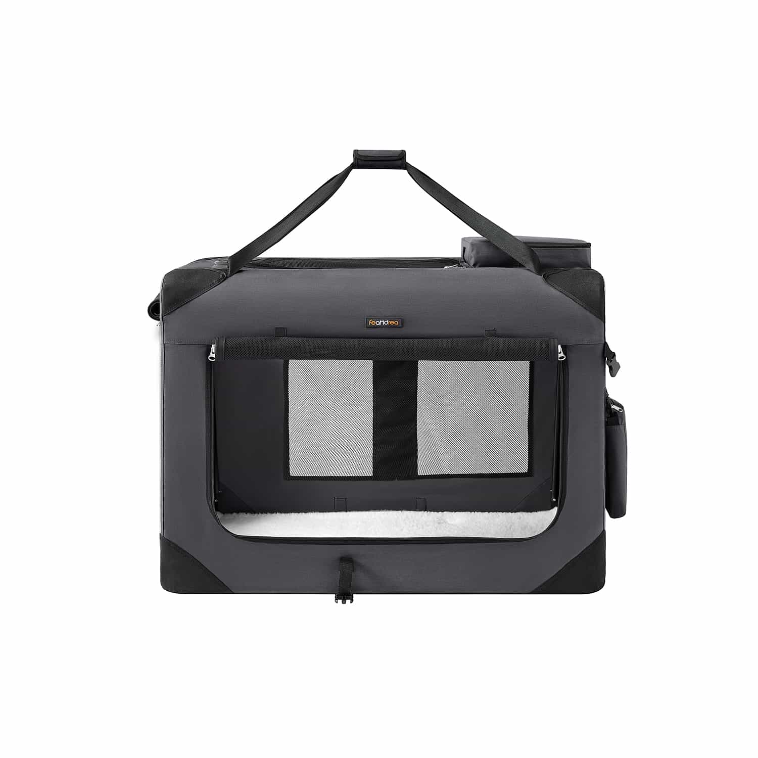 Hundebox faltbar Metallrahmen mit Griffen grau