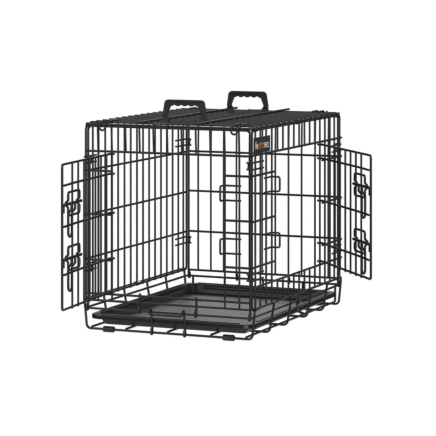 Hundekäfig klappbar mit 2 Türen und Kunststoffschale