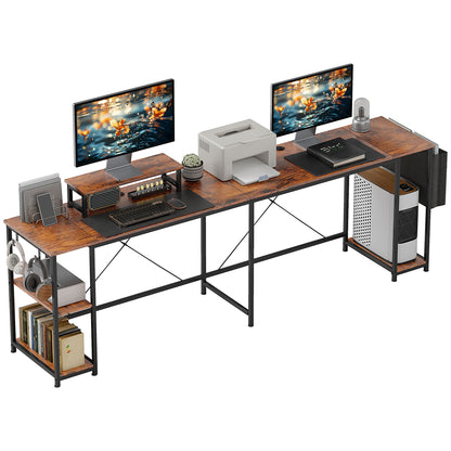 HOMCOM L-förmiger Schreibtisch 168 x 120 cm Eckschreibtisch mit Ablagefächern, Aufbewahrungstasche Umkehrbar Computertisch mit Monitorständer GamingTisch für Büro, Heimbüro, Rustikal-Braun   Aosom