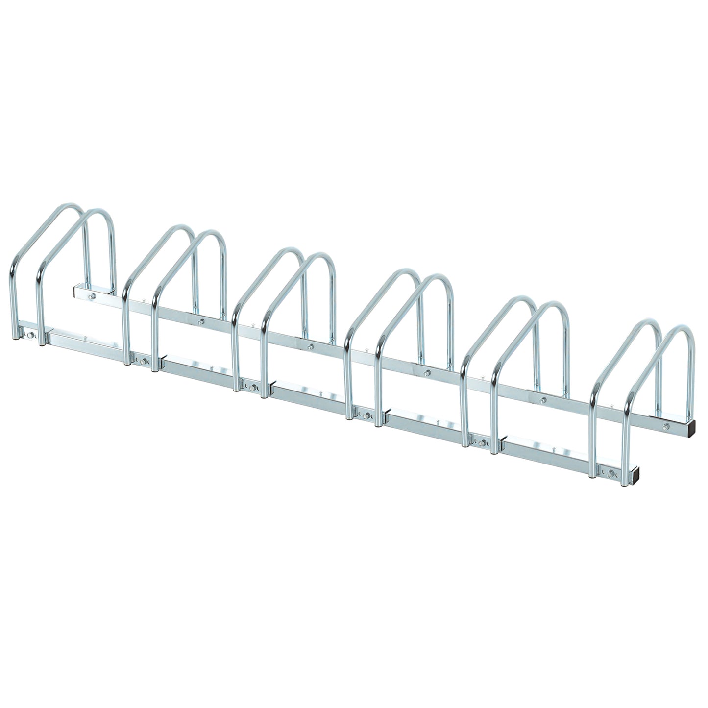 HOMCOM Fahrradständer für bis zu 6 Räder wetterfest langlebig Boden- & Wandmontage aus Stahl Silber 179x33x27cm   Aosom.de