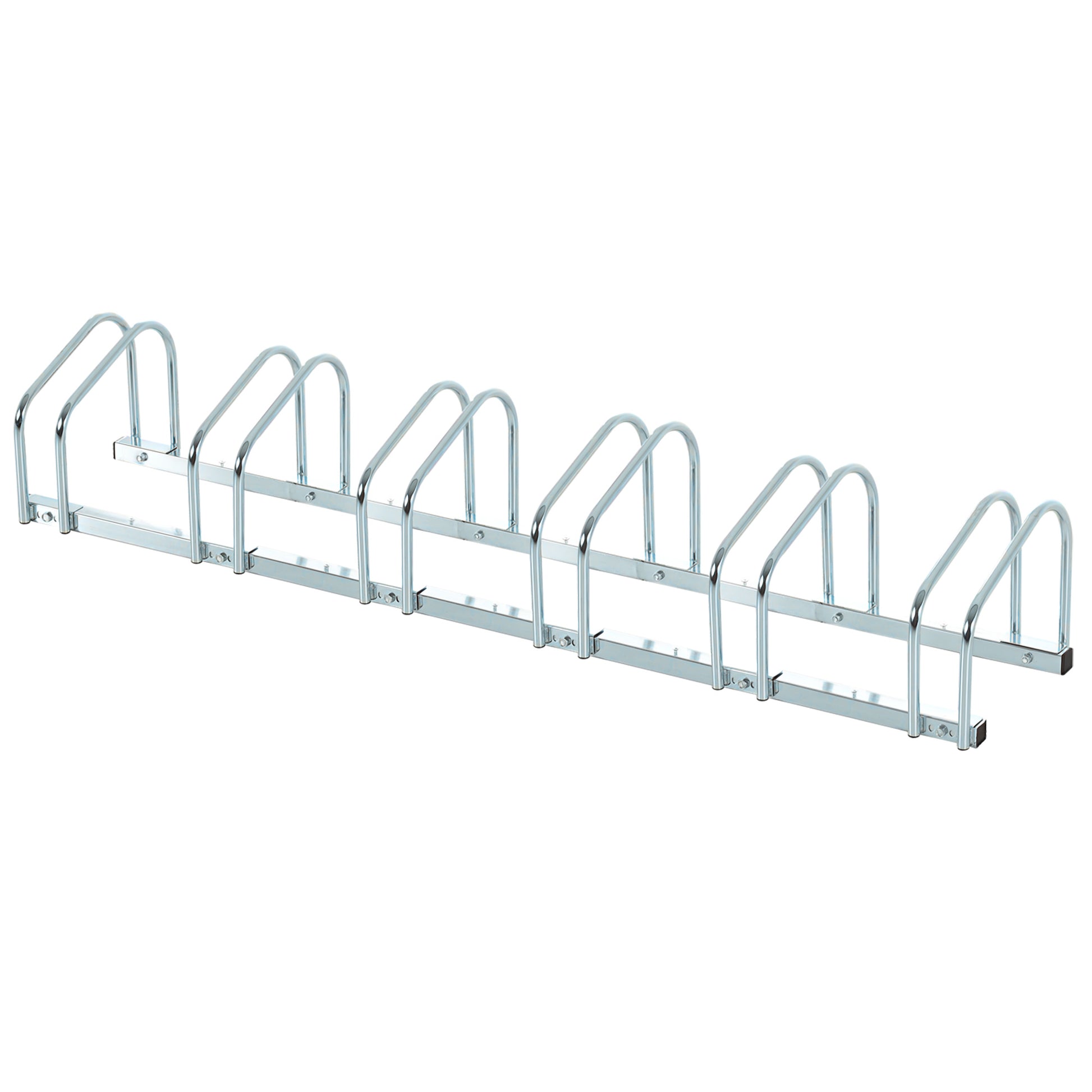 HOMCOM Fahrradständer für bis zu 6 Räder wetterfest langlebig Boden- & Wandmontage aus Stahl Silber 179x33x27cm   Aosom.de