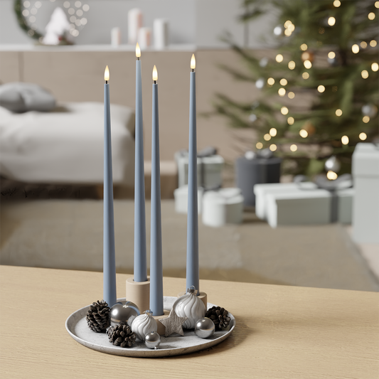 LED-Kerzenlicht Mit Lack – Eisblau – 4 Stück, 38 cm