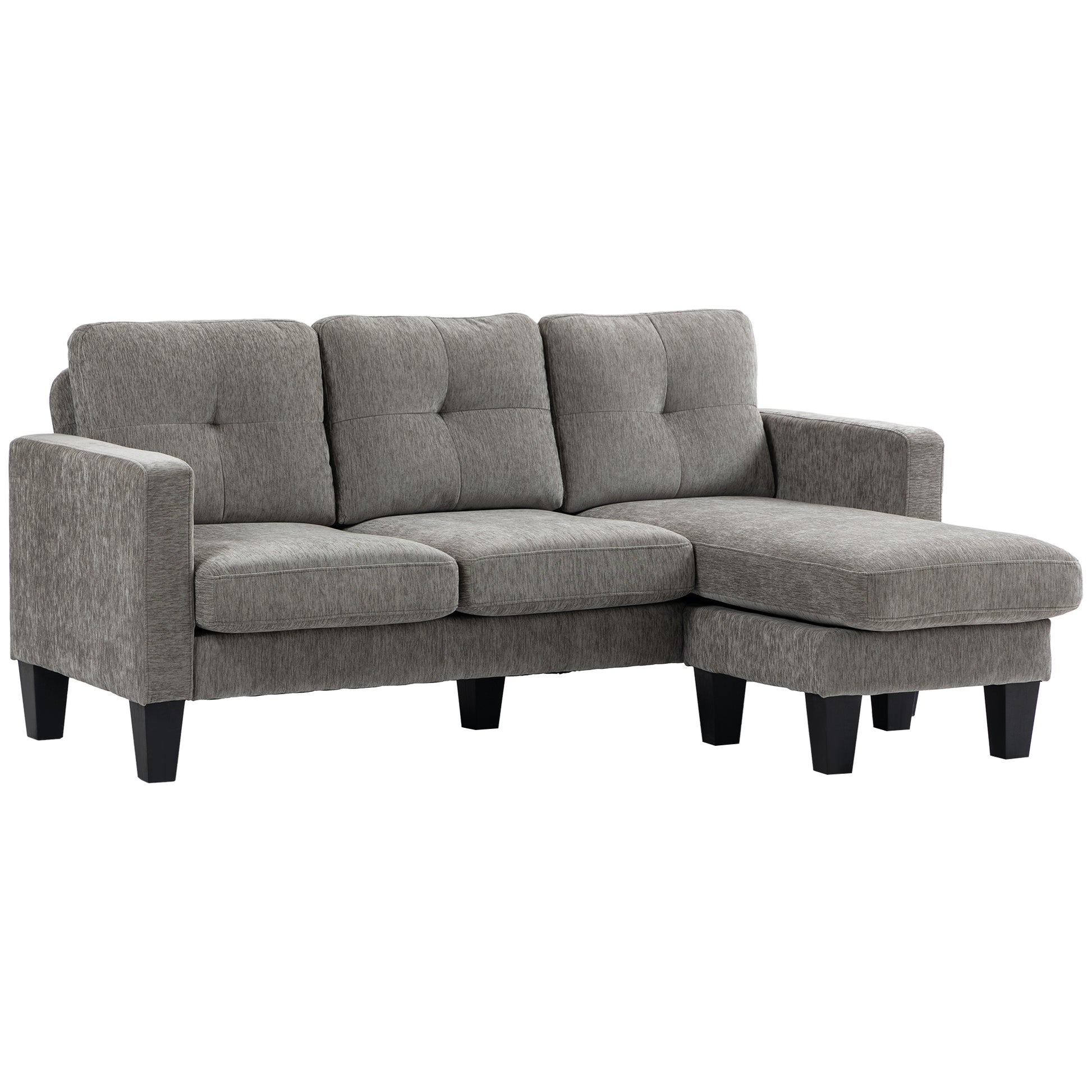 HOMCOM Ecksofa, Eck-Couch mit umkehrbarer Chaiselongue, Sofa in L-Form, Gepolstert Eckcouch mit Federkern, Stahlrahmen Chenille-Optik, 186 x 130 x 84 cm, Braun   Aosom