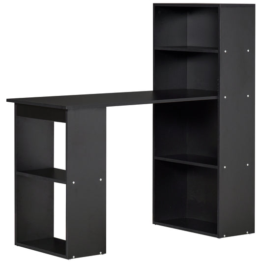 HOMCOM Computertisch mit angrenzendem Bücherregal Eckbüro 120L x 55B x 120H cm Multi-Lagerung Schwarz   Aosom