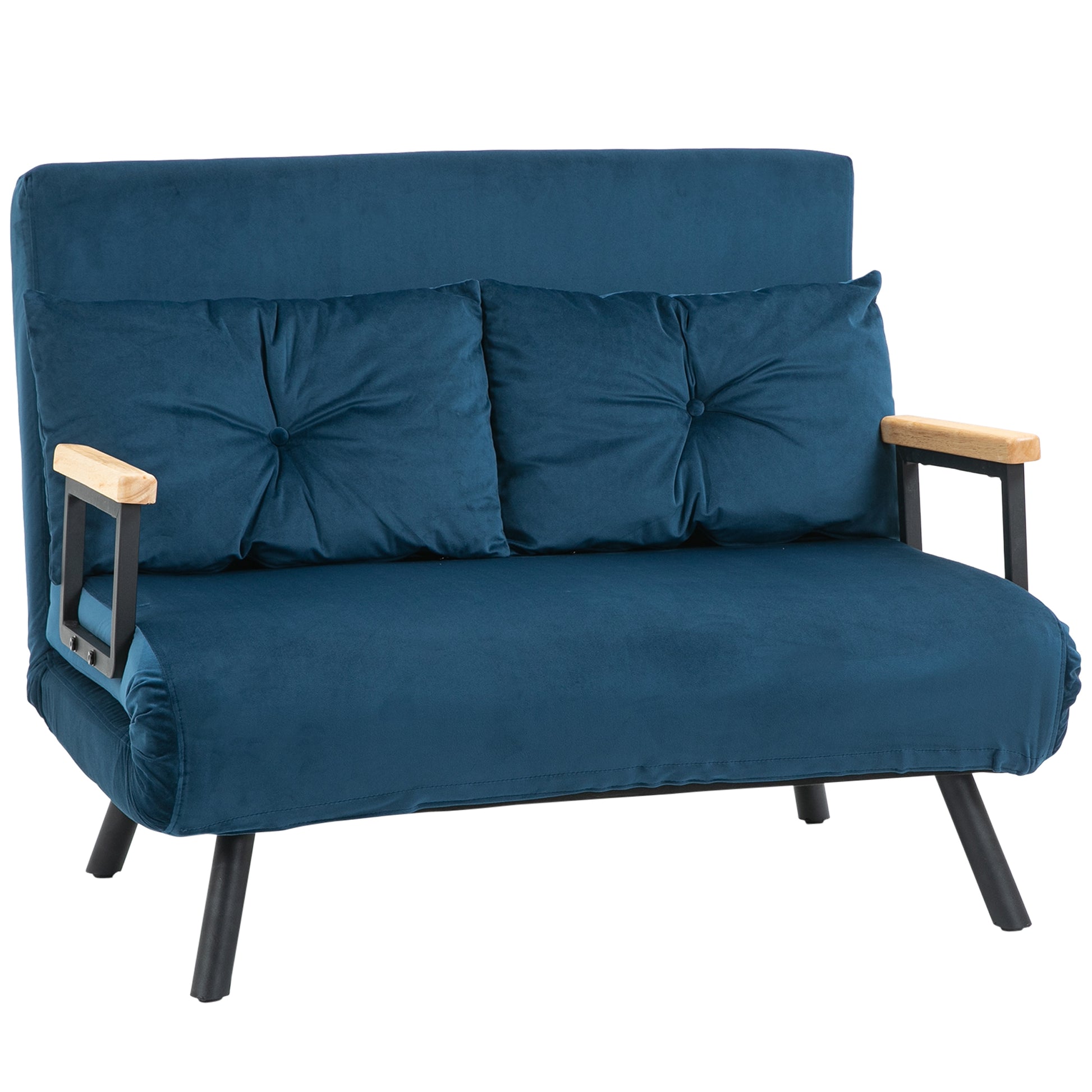 HOMCOM Schlafsofa Relaxsessel mit Bettfunktion, Klappsofa aus Samt, verstellbare Rückenlehne, Blau 102x73x81cm, ideal für Gästezimmer   Aosom.de