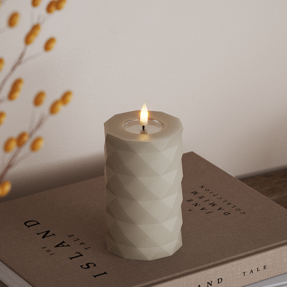 Square LED Blockkerzen, Ø 7,5 x 12,5 cm, Sand