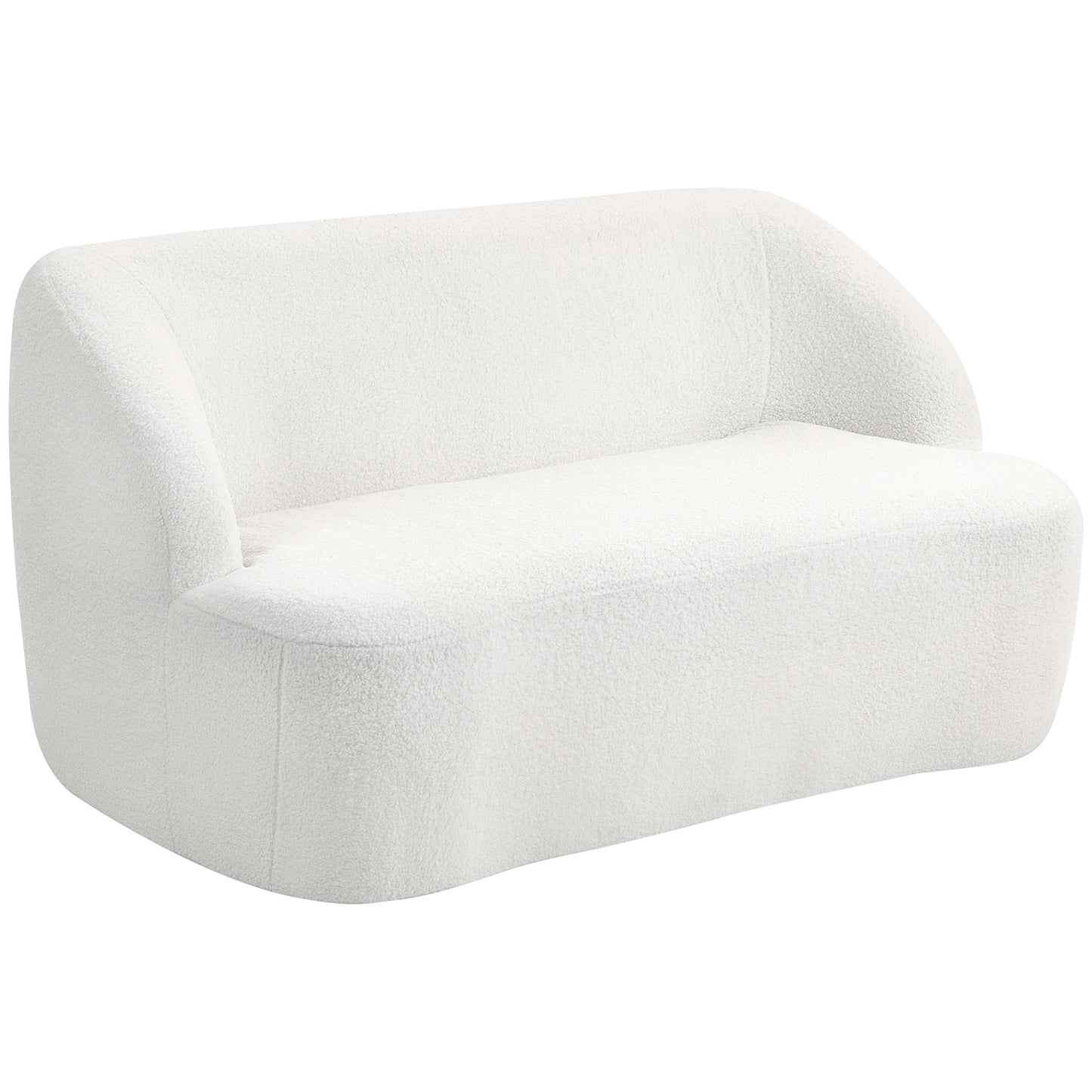 HOMCOM Sofa 2-Sitzer 142 cm Couch Polstersofa mit Armlehne, geschwungenem Design, Modernes Doppelsofa mit Viles-Optik, Loungesofa für Wohnzimmer, Keine Montage erforderlich Cremeweiß   Aosom