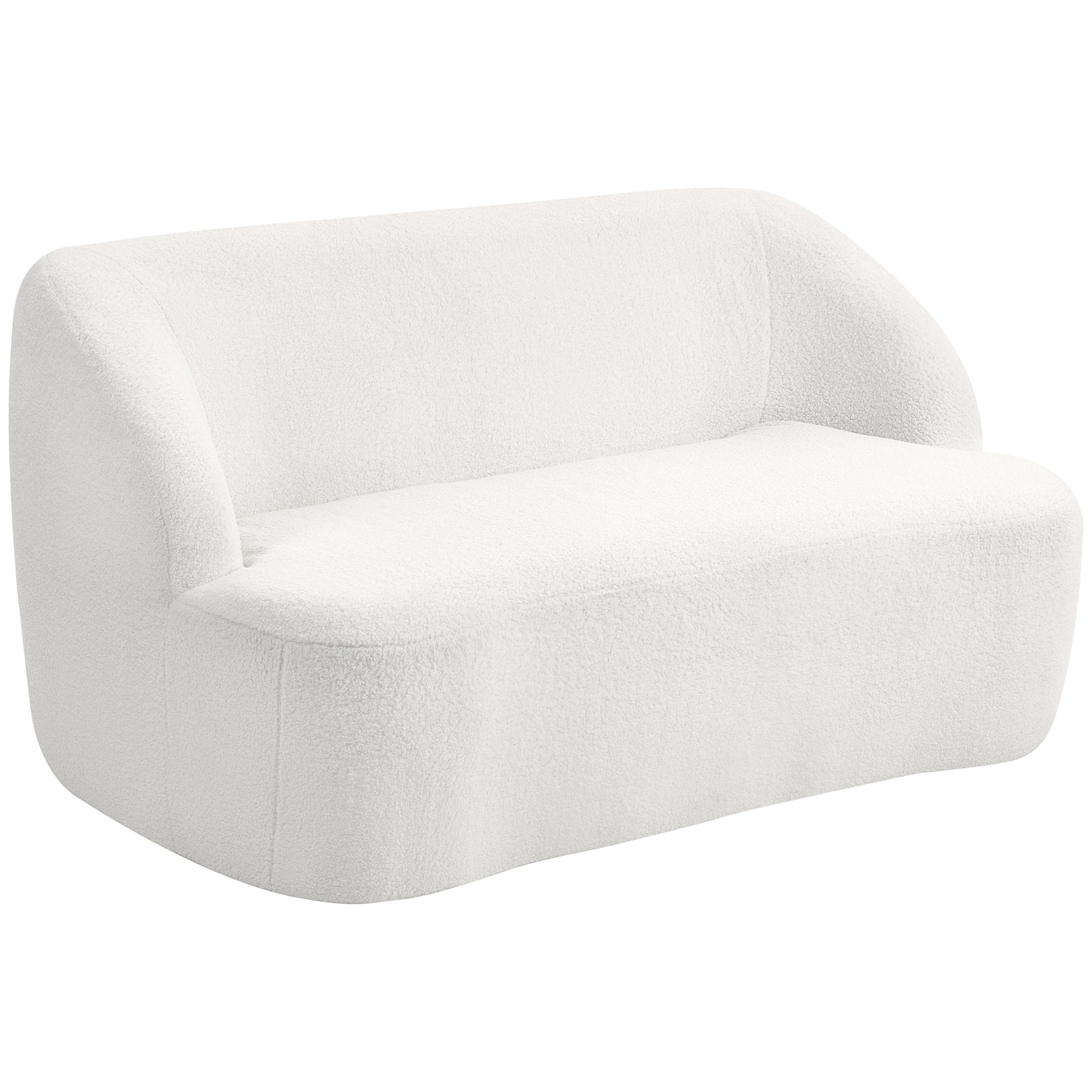 HOMCOM Sofa 2-Sitzer 142 cm Couch Polstersofa mit Armlehne, geschwungenem Design, Modernes Doppelsofa mit Viles-Optik, Loungesofa für Wohnzimmer, Keine Montage erforderlich Cremeweiß   Aosom