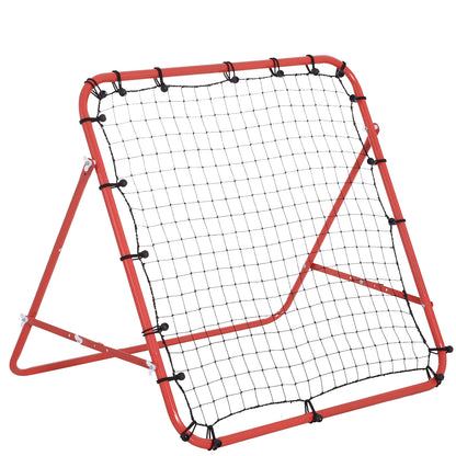HOMCOM Fußball Rückprallwand Rebounder Tor Netz 96 x 80 x 96 cm, verstellbarer Winkel, rot-schwarz, ideal für Training & Spiel   Aosom.de