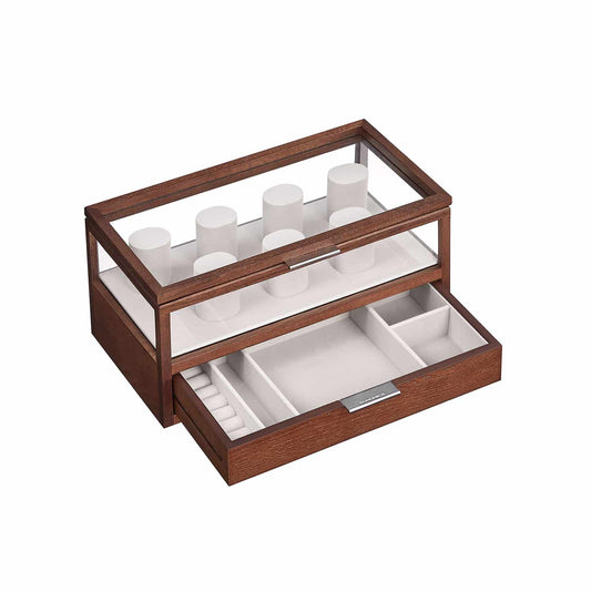 Uhrenbox 2 Ebenen mit 7 Uhrenkissen Geschenkidee kaffeebraun