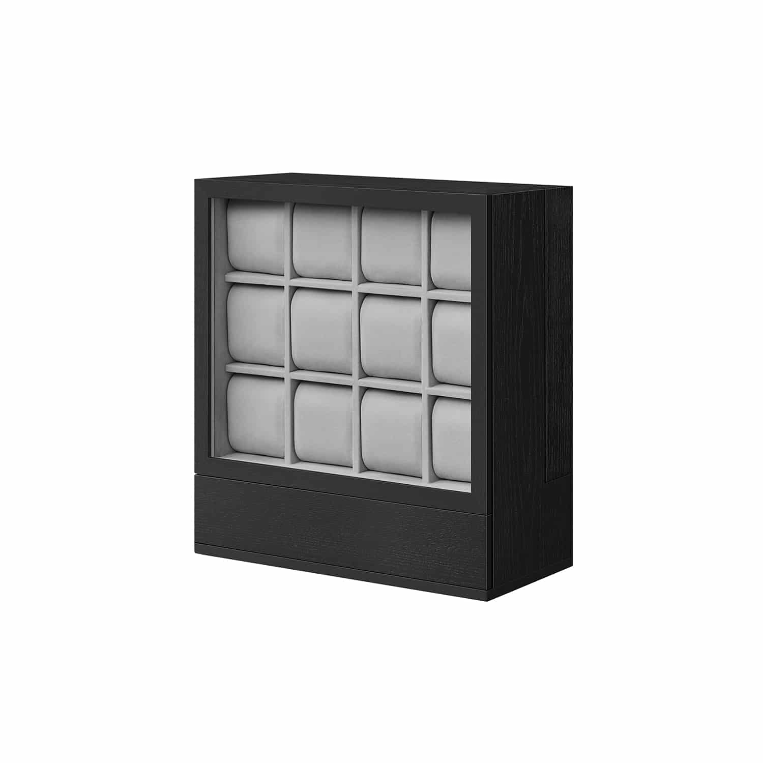 Uhrenbox 12 Fächer mit Fenster ebenholzschwarz