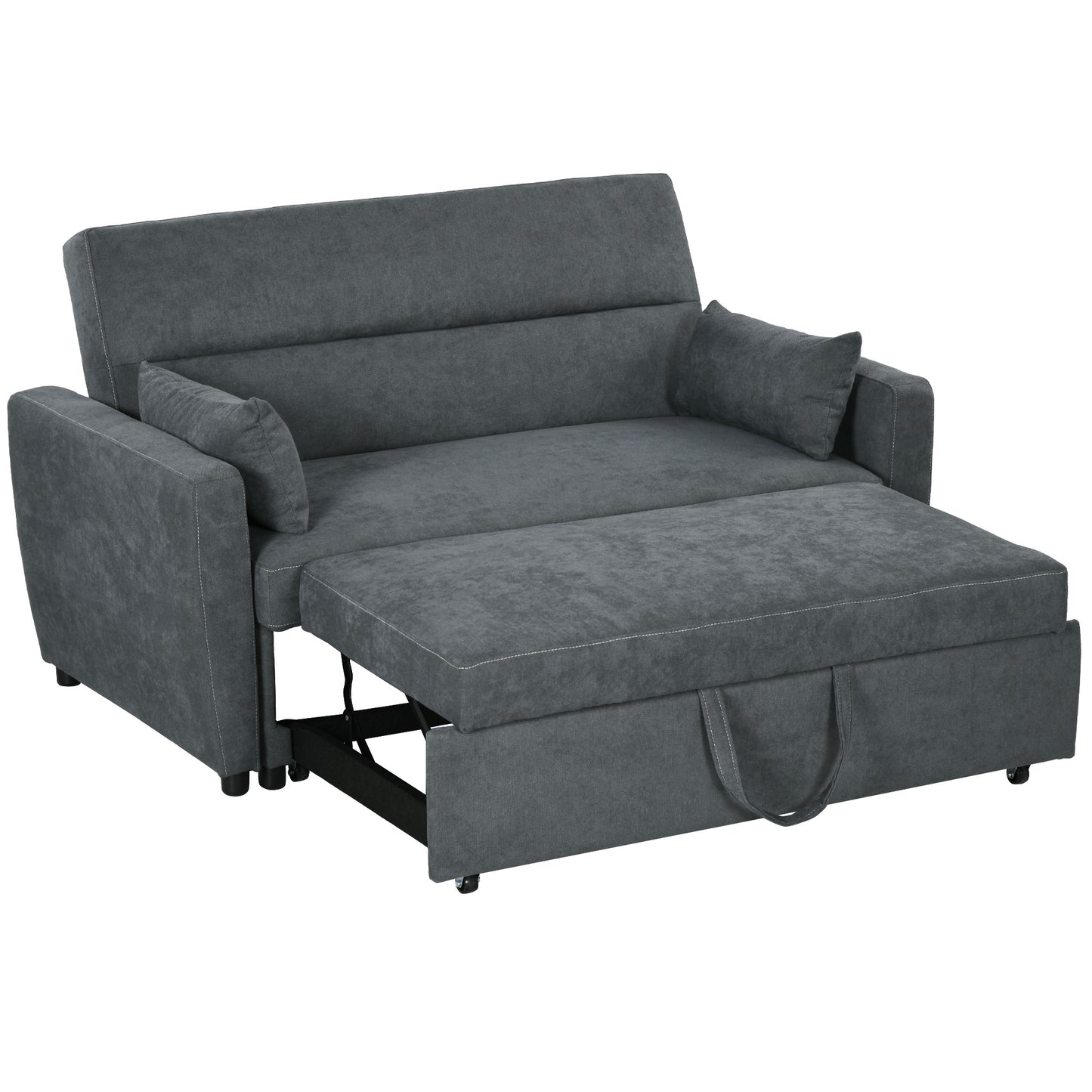 HOMCOM Schlafsofa 2-Sitzer mit Bettfunktion, verstellbare Rückenlehne, Polstersofa mit Wurfkissen in Samtoptik für Wohnzimmer   Aosom.de